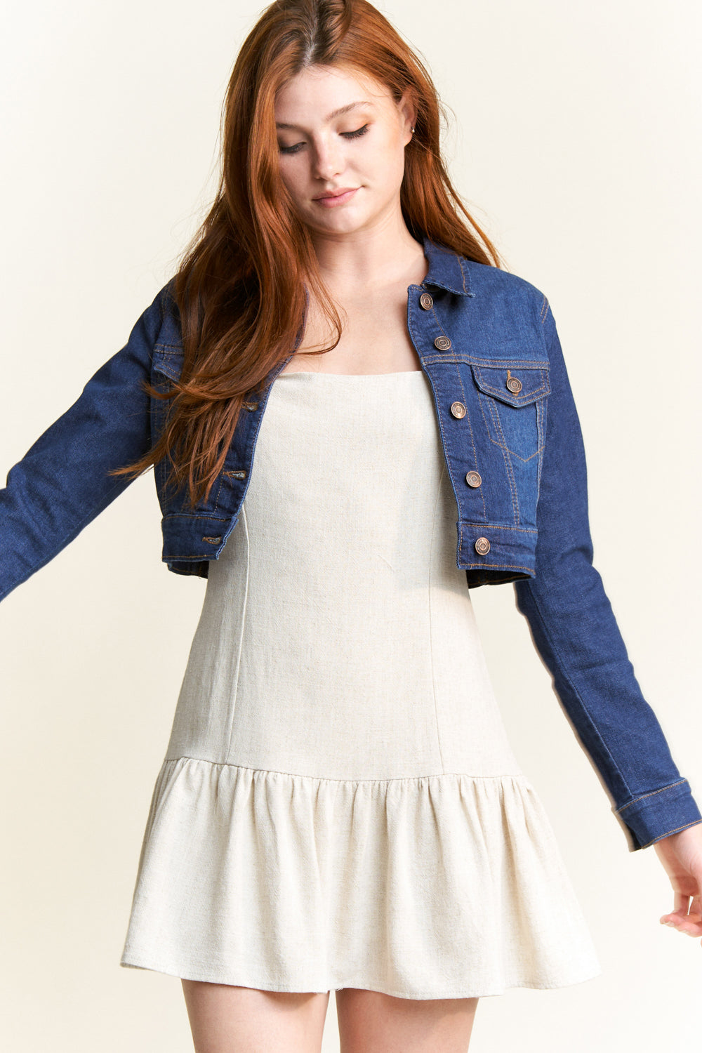 Fitted Basic Crop Denim Jacket — additional view 5