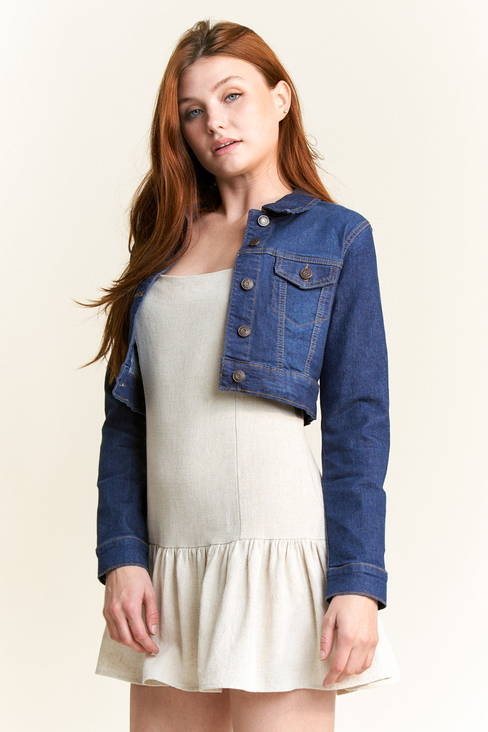 Fitted Basic Crop Denim Jacket — additional view 6