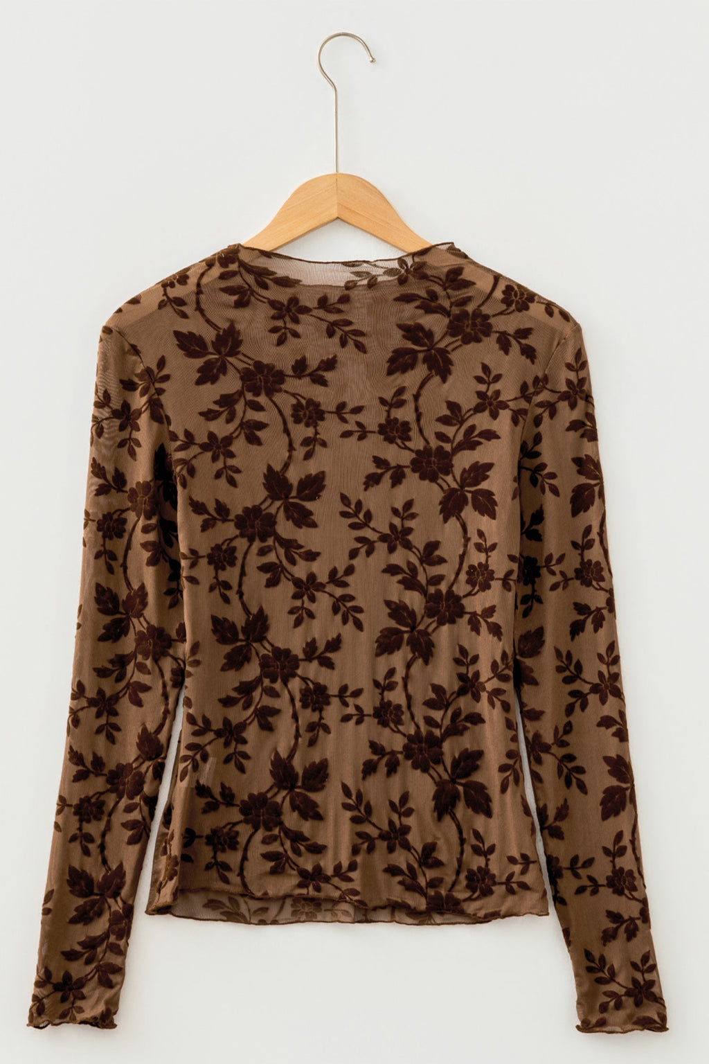 Floral Velvet Burnout Mesh Long Sleeve Top — additional view 3