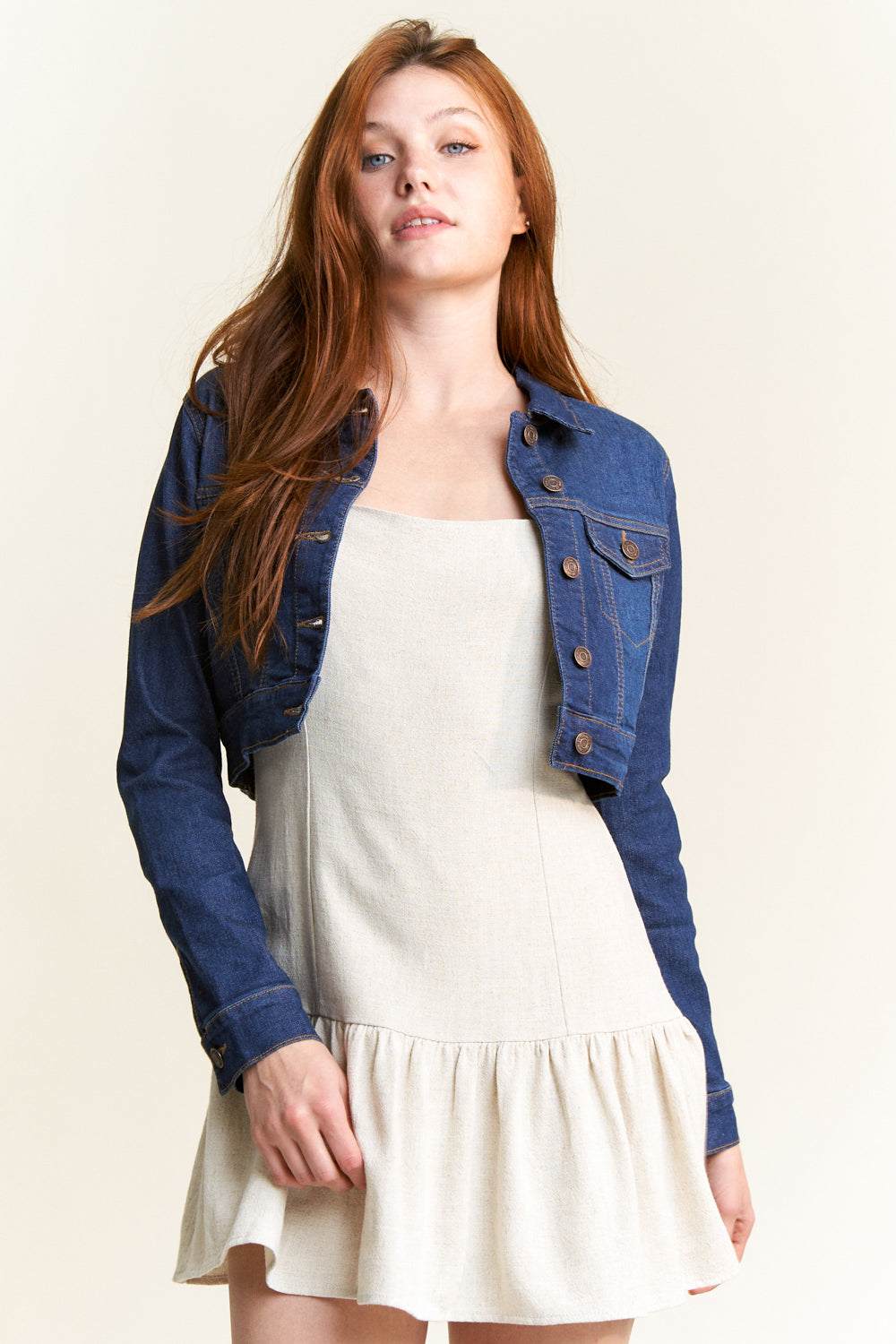 Fitted Basic Crop Denim Jacket — additional view 2