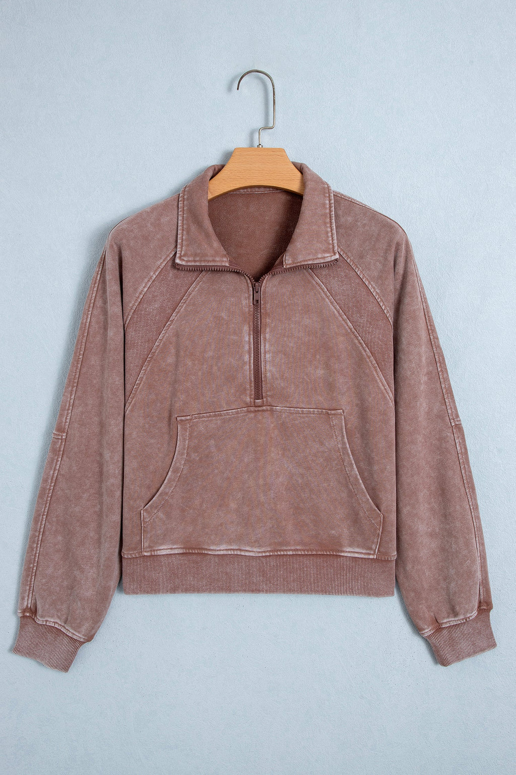Mineral Wash Half-Zip Ribbed Hem Sweatshirt — additional view 2