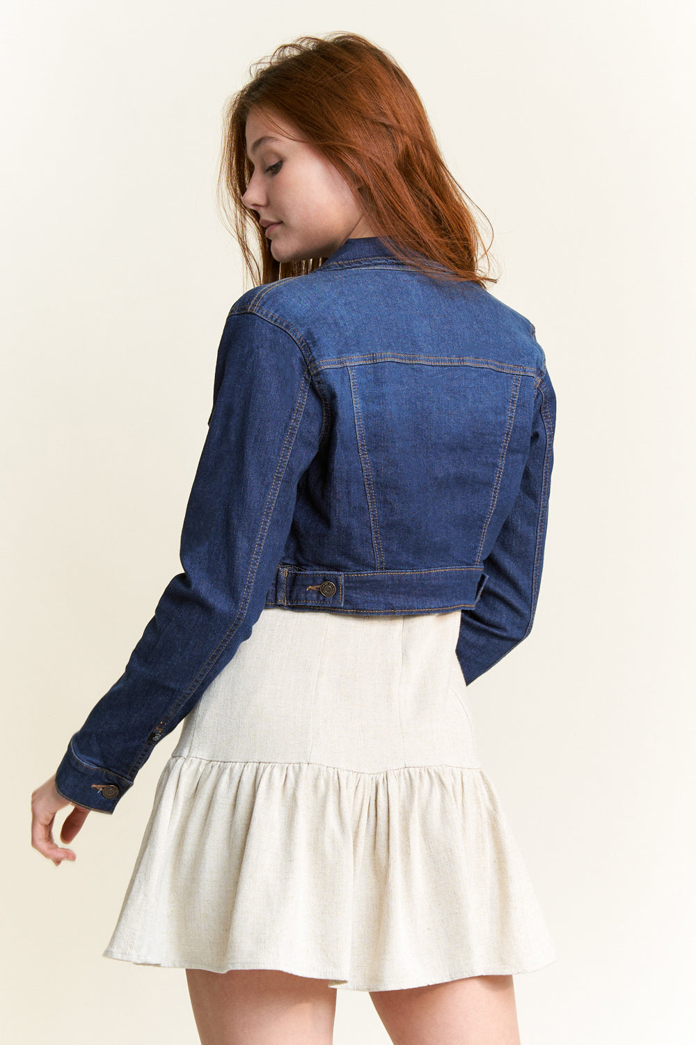 Fitted Basic Crop Denim Jacket — additional view 9
