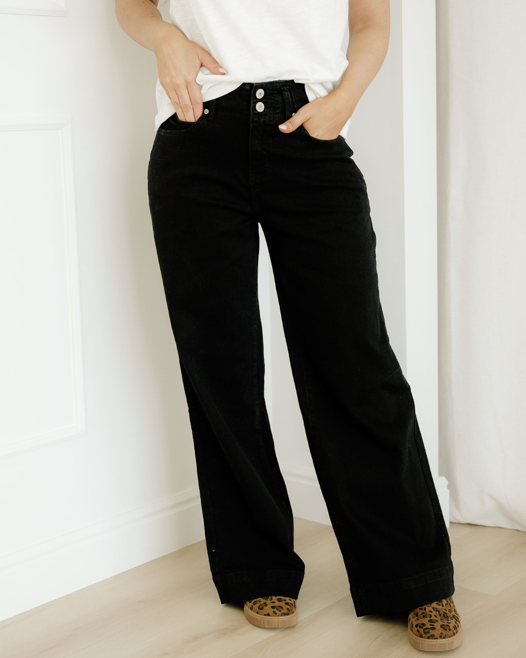 Brooke Wide Leg Jeans | High Rise Double Button Denim — additional view 10