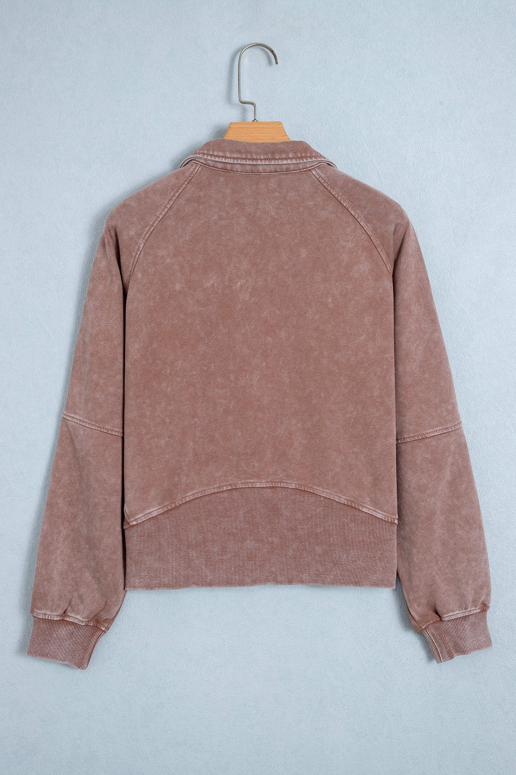 Mineral Wash Half-Zip Ribbed Hem Sweatshirt — additional view 3