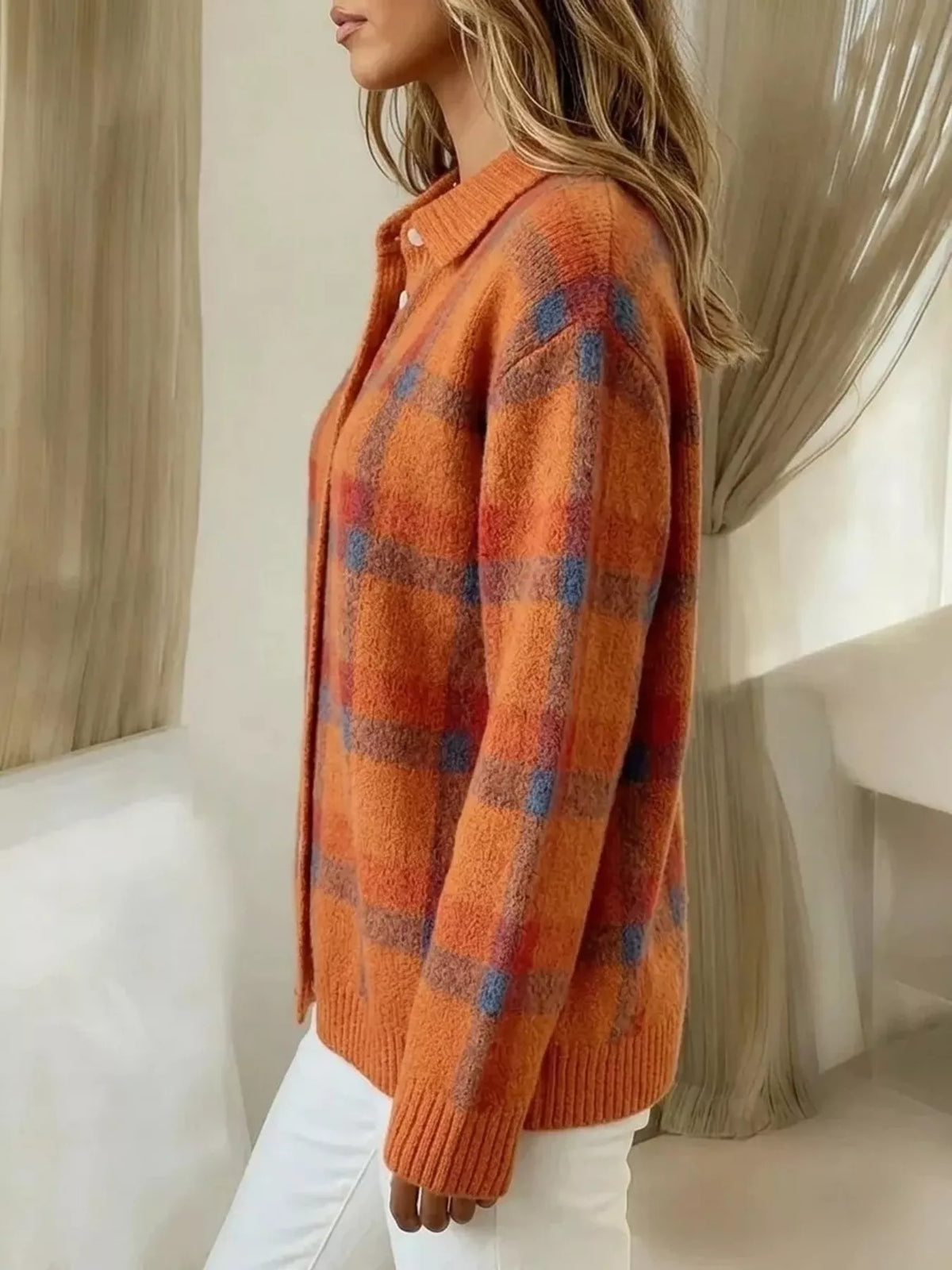 Plaid Knit Cardigan