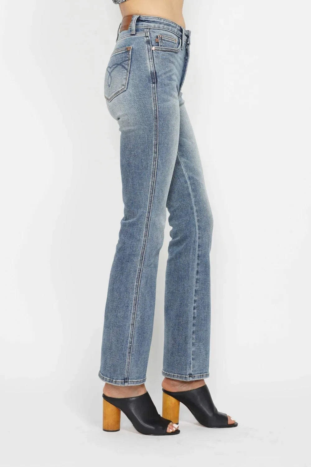 Embroidered-Pocket Bootcut Jeans — additional view 4