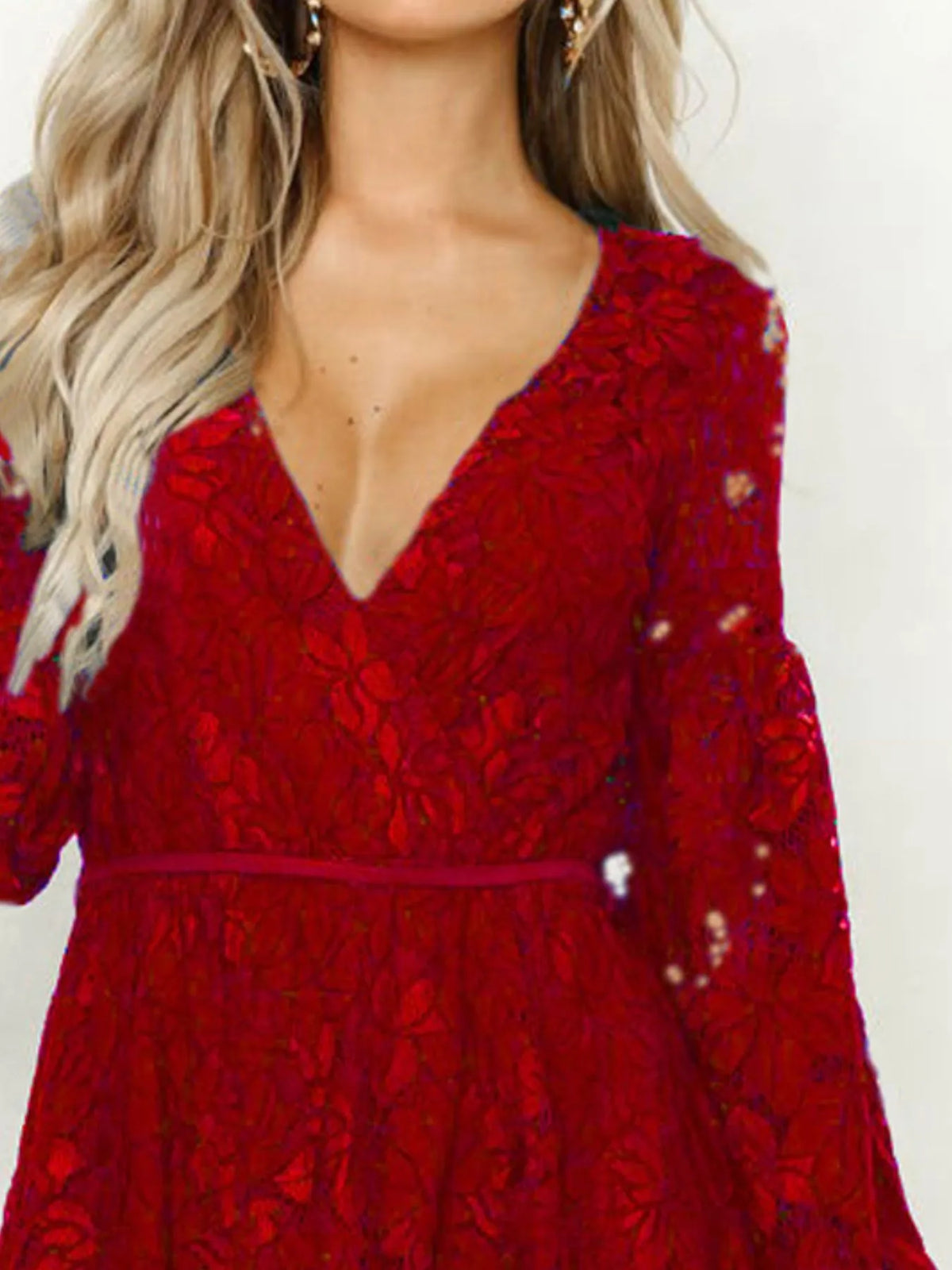 Lace Tie-Detail Mini Dress