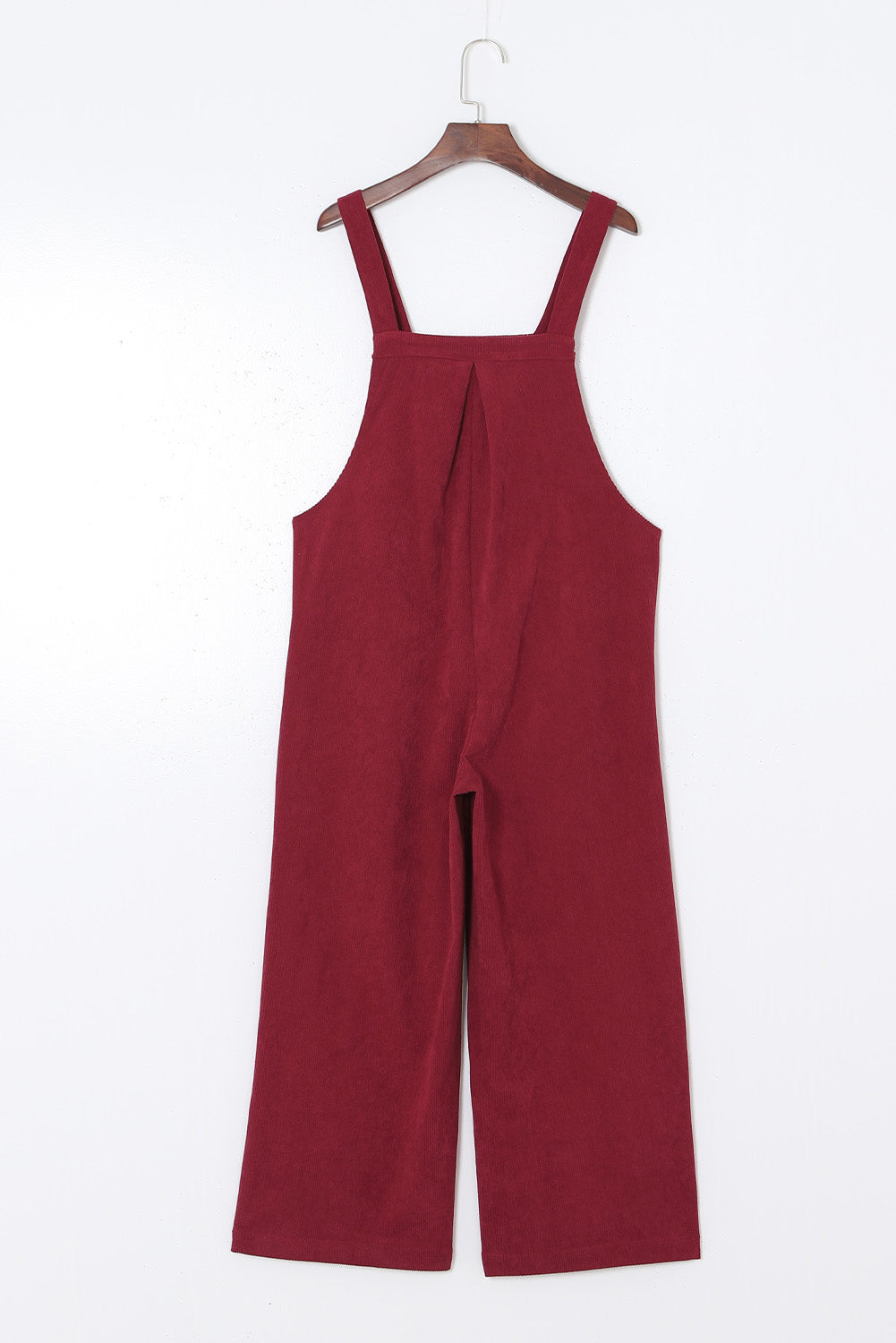 Solid Corduroy Front Bib Pocket Wide Leg Overalls — additional view 3