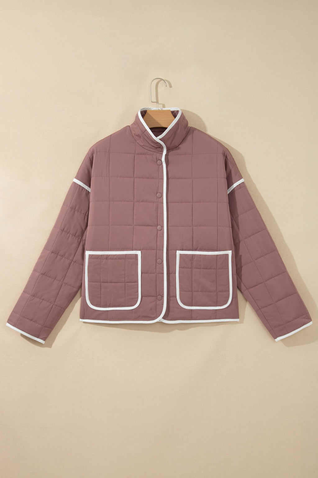 Contrast Trim Quilted Patch Pocket Buttoned Jacket — additional view 3