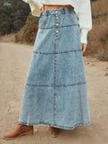 Tiered Denim Maxi Skirt