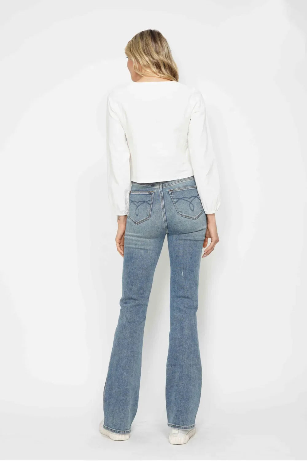 Embroidered-Pocket Bootcut Jeans — additional view 18