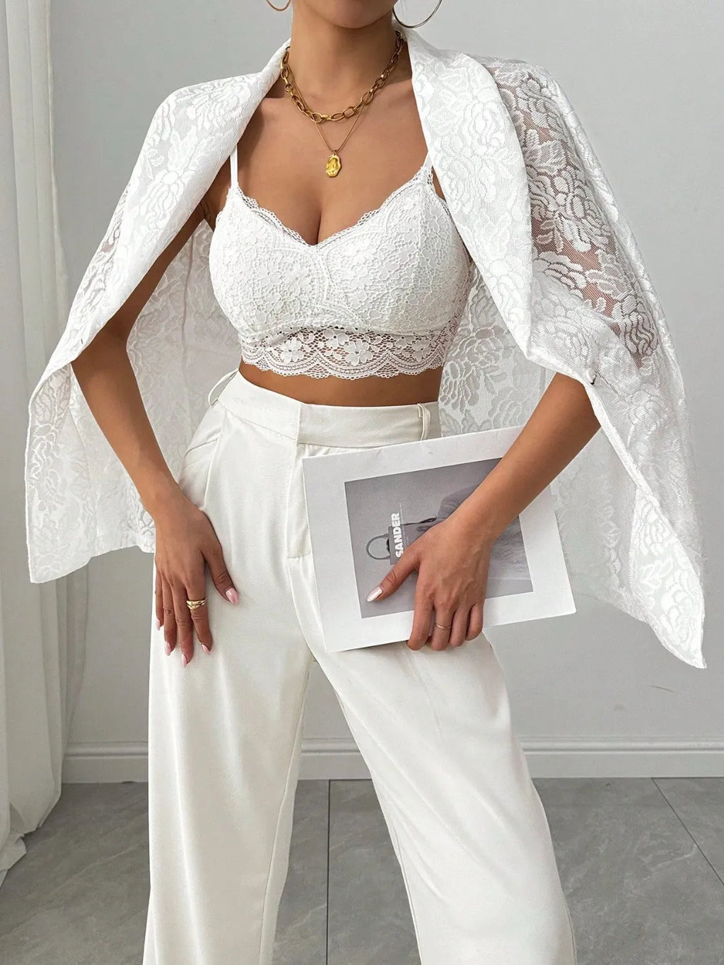 Sheer Lace Lapel Blazer — additional view 5