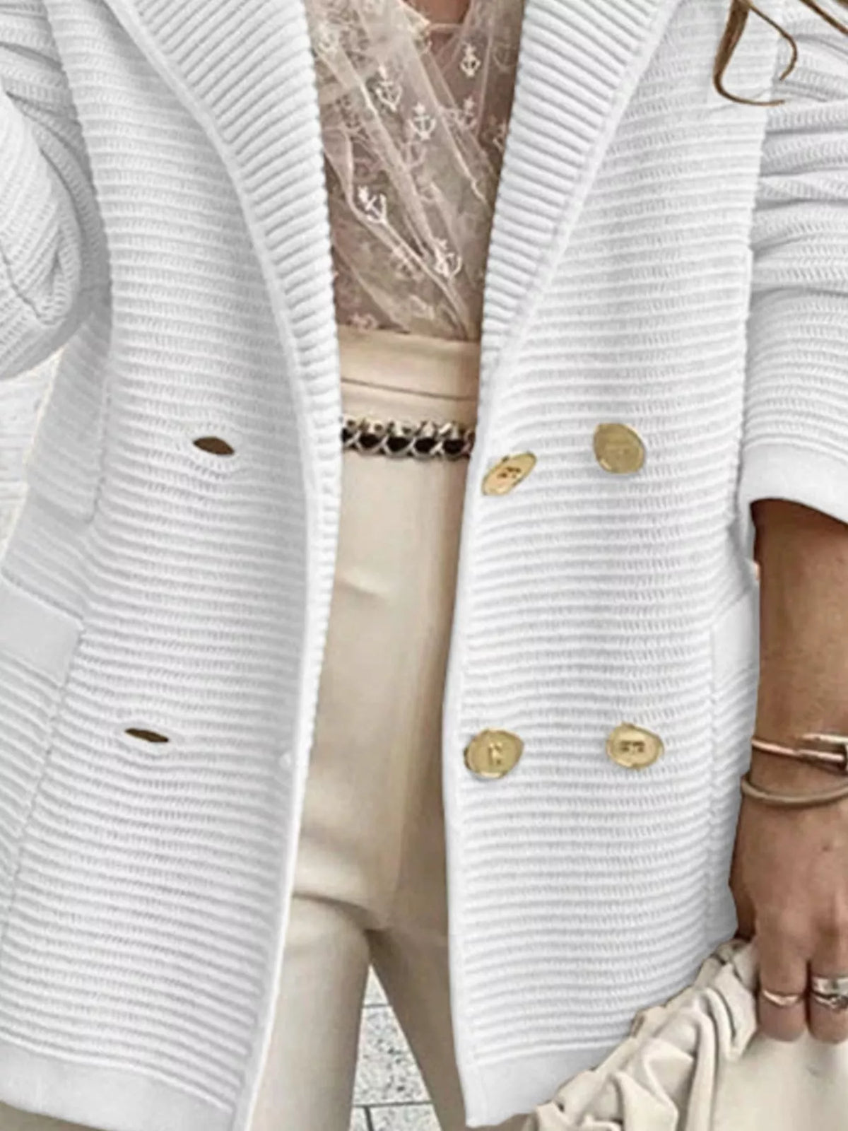 Textured Double-Breasted Blazer — additional view 17