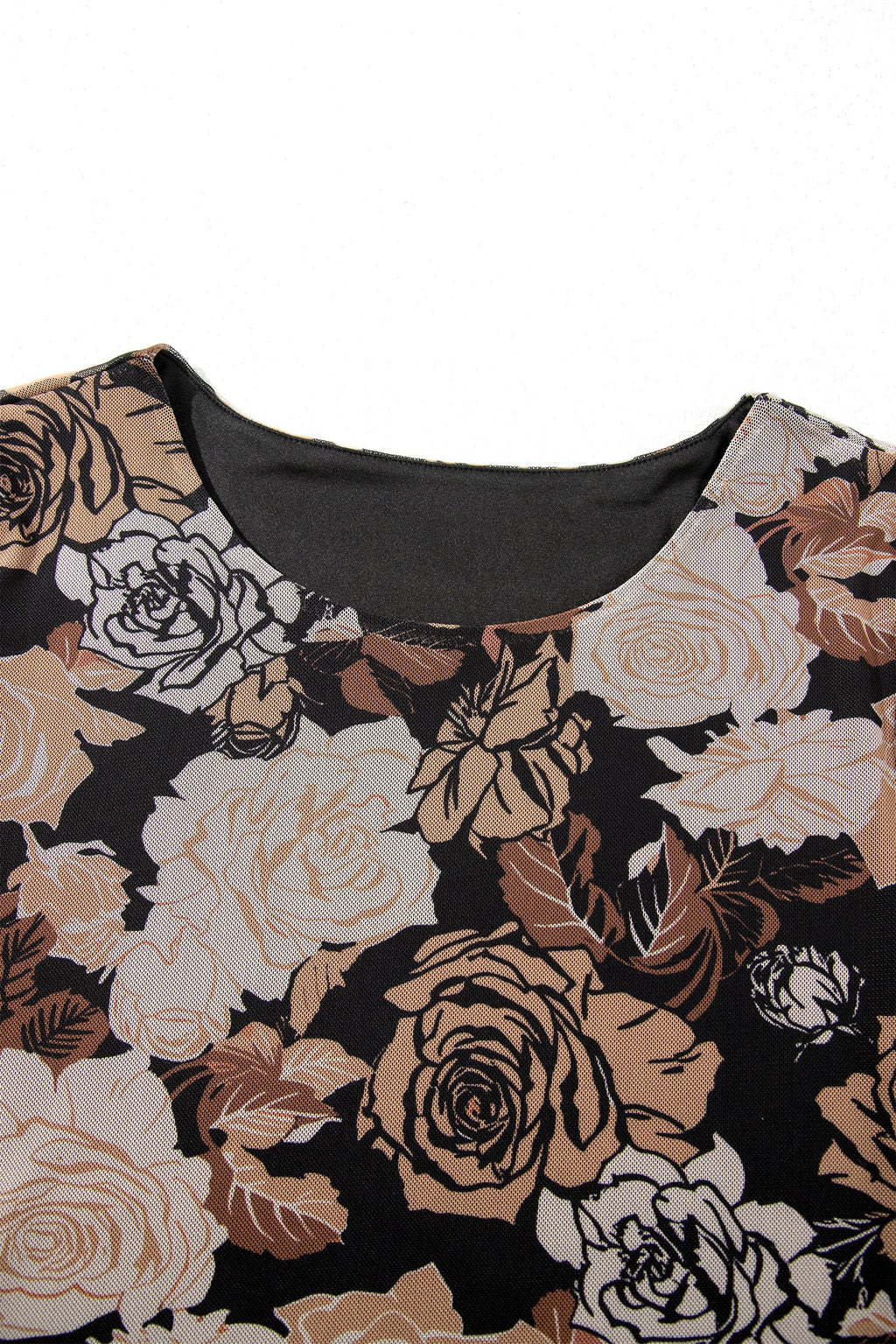 Floral Long Sleeve Asymmetric Ruffle Split Hem Mesh Dress — additional view 4