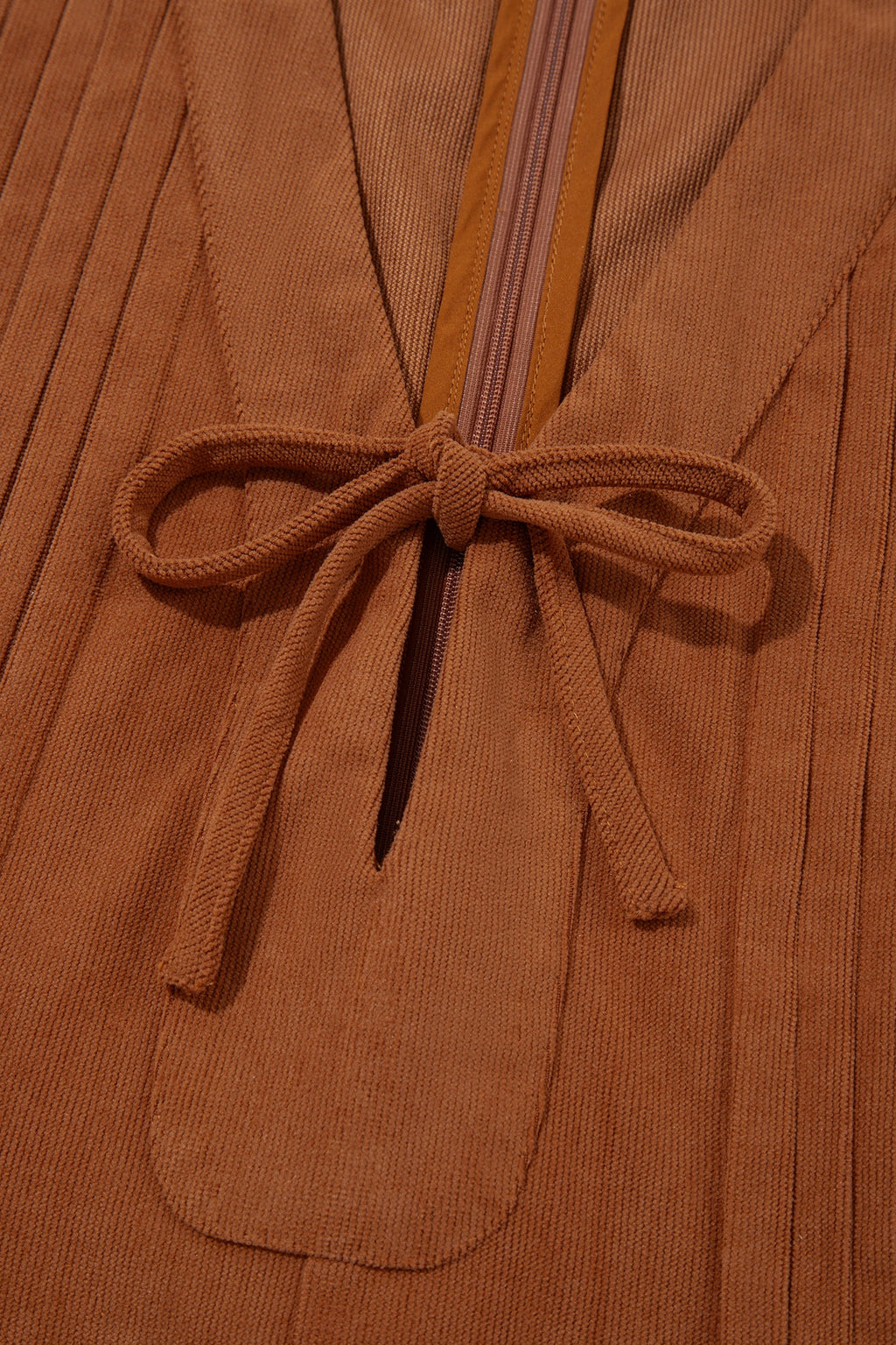 Solid Tie V-Neck Sleeveless Corduroy Romper — additional view 13