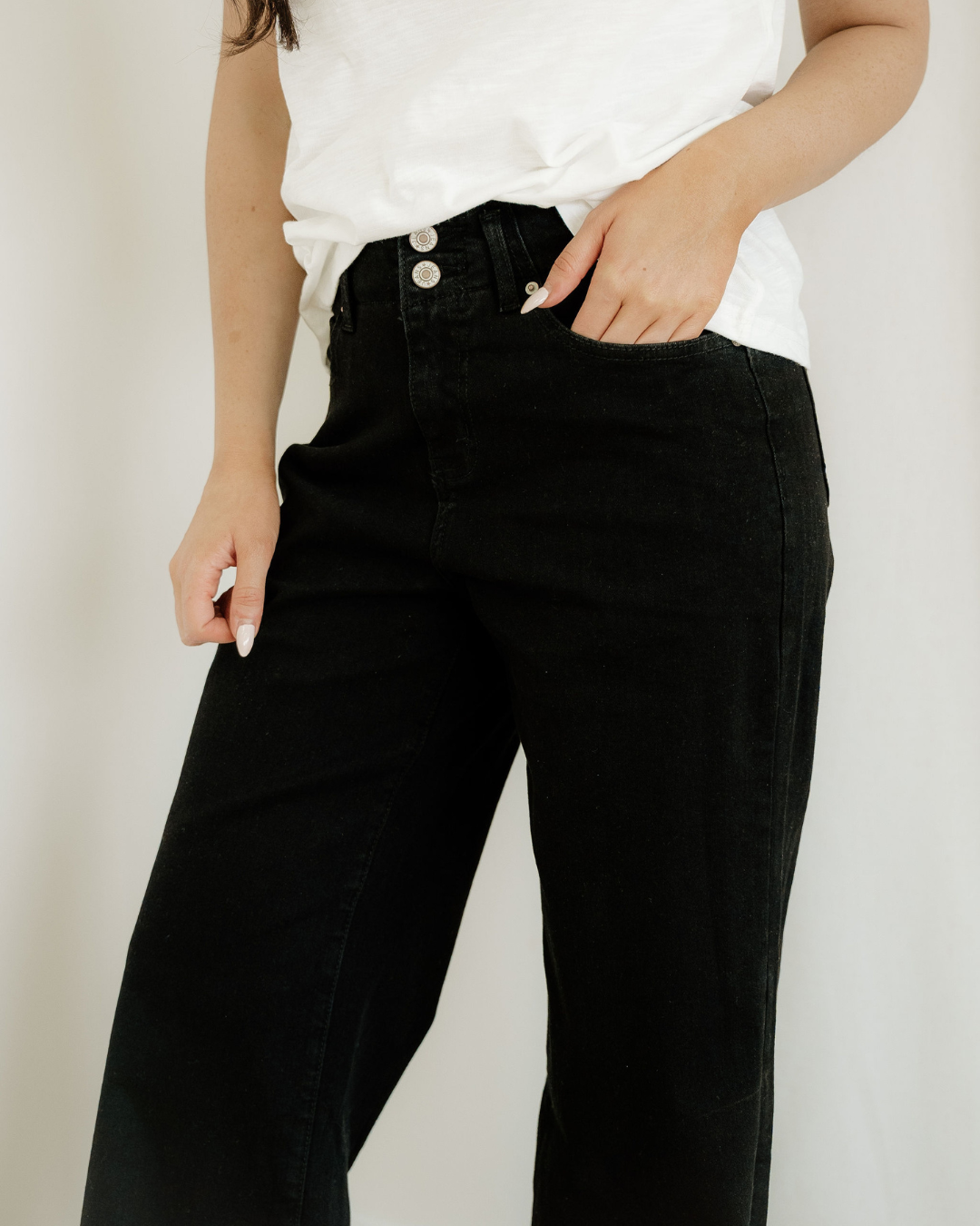 Brooke Wide Leg Jeans | High Rise Double Button Denim — additional view 12