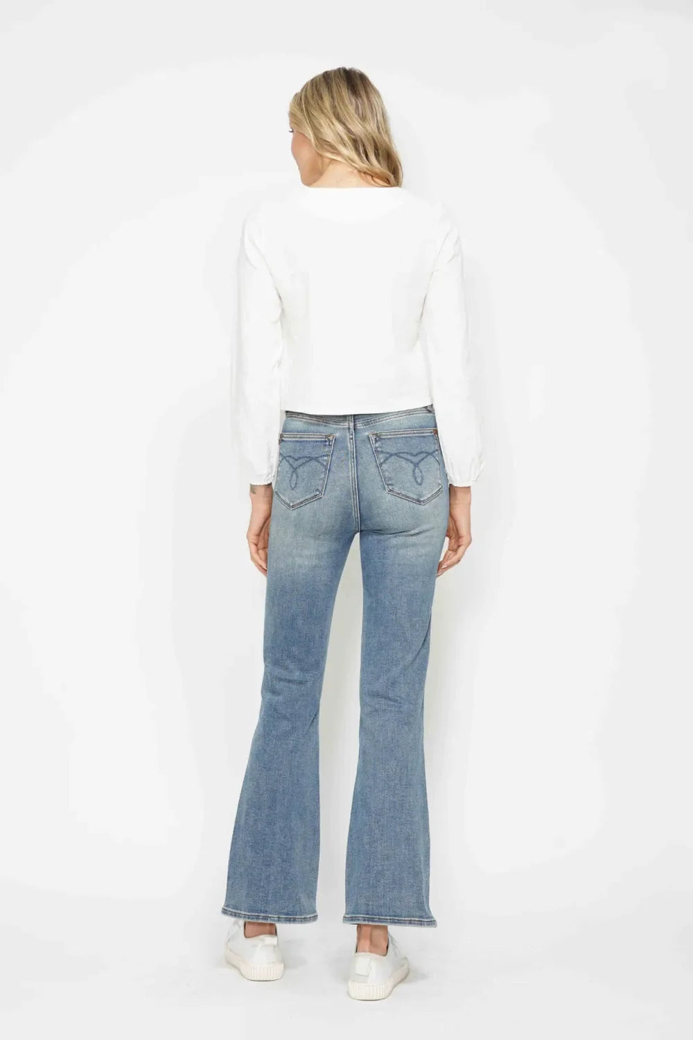 Embroidered-Pocket Bootcut Jeans — additional view 12