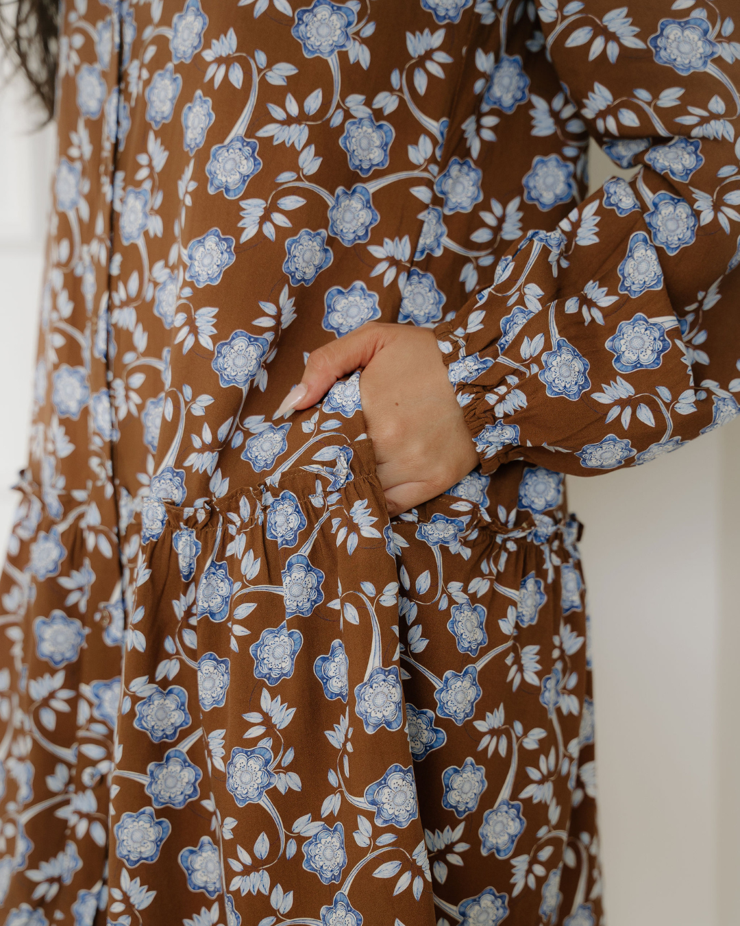 Luella Ruffled Detail Shirt Collar Button Down Long Sleeve Dress