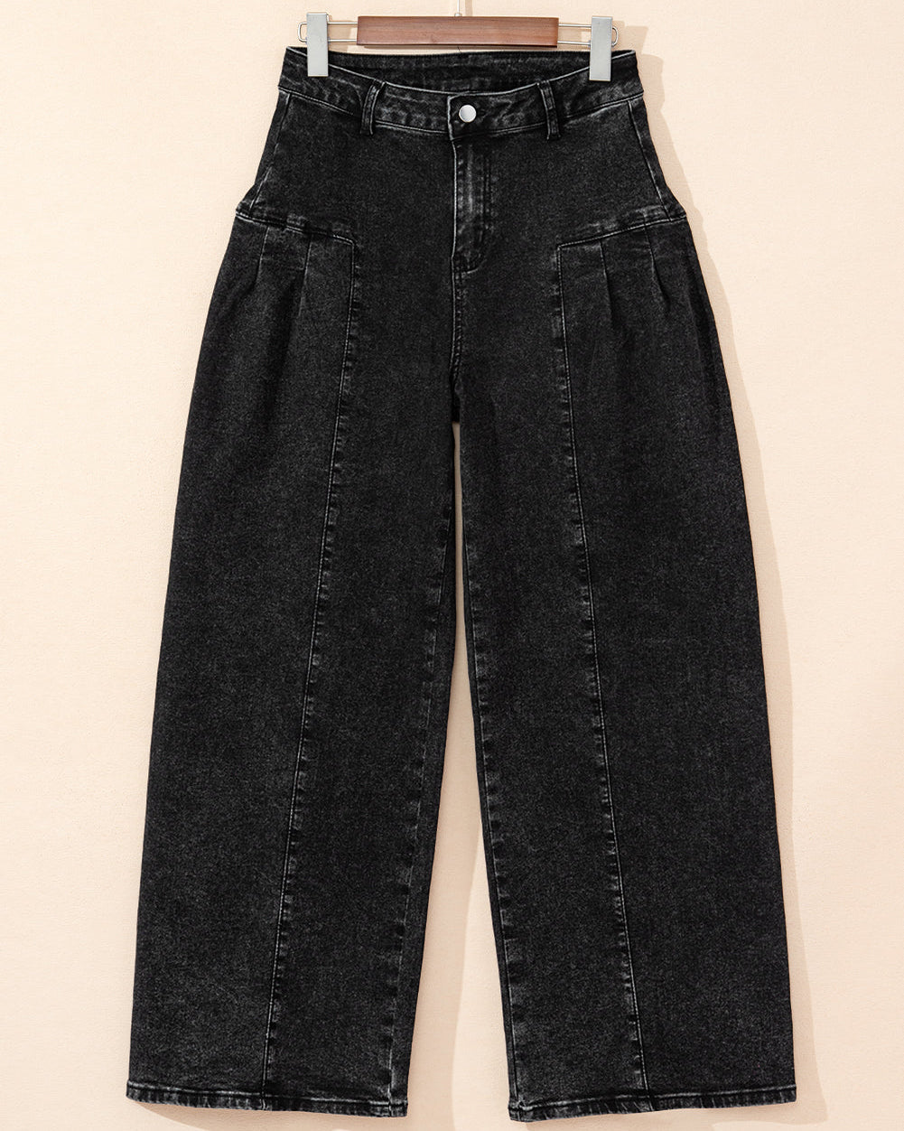 Billie Pleated Wide Leg Mineral Wash Denim Pants — additional view 7