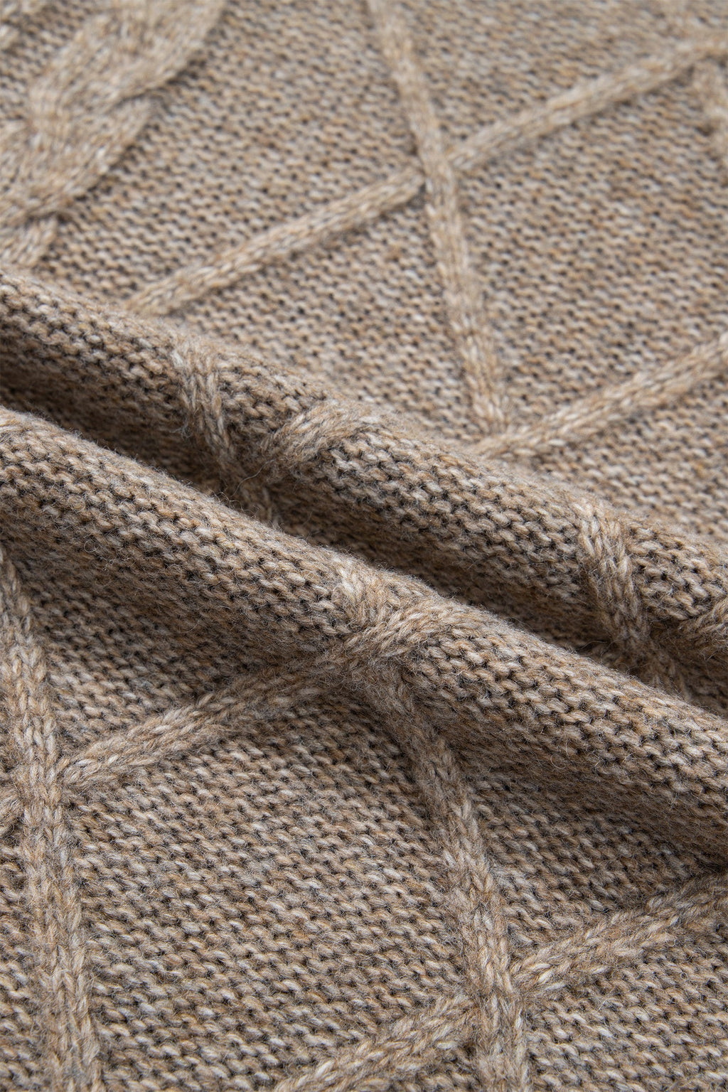 Solid Cable Knit Turtleneck Split Hem Sweater — additional view 6
