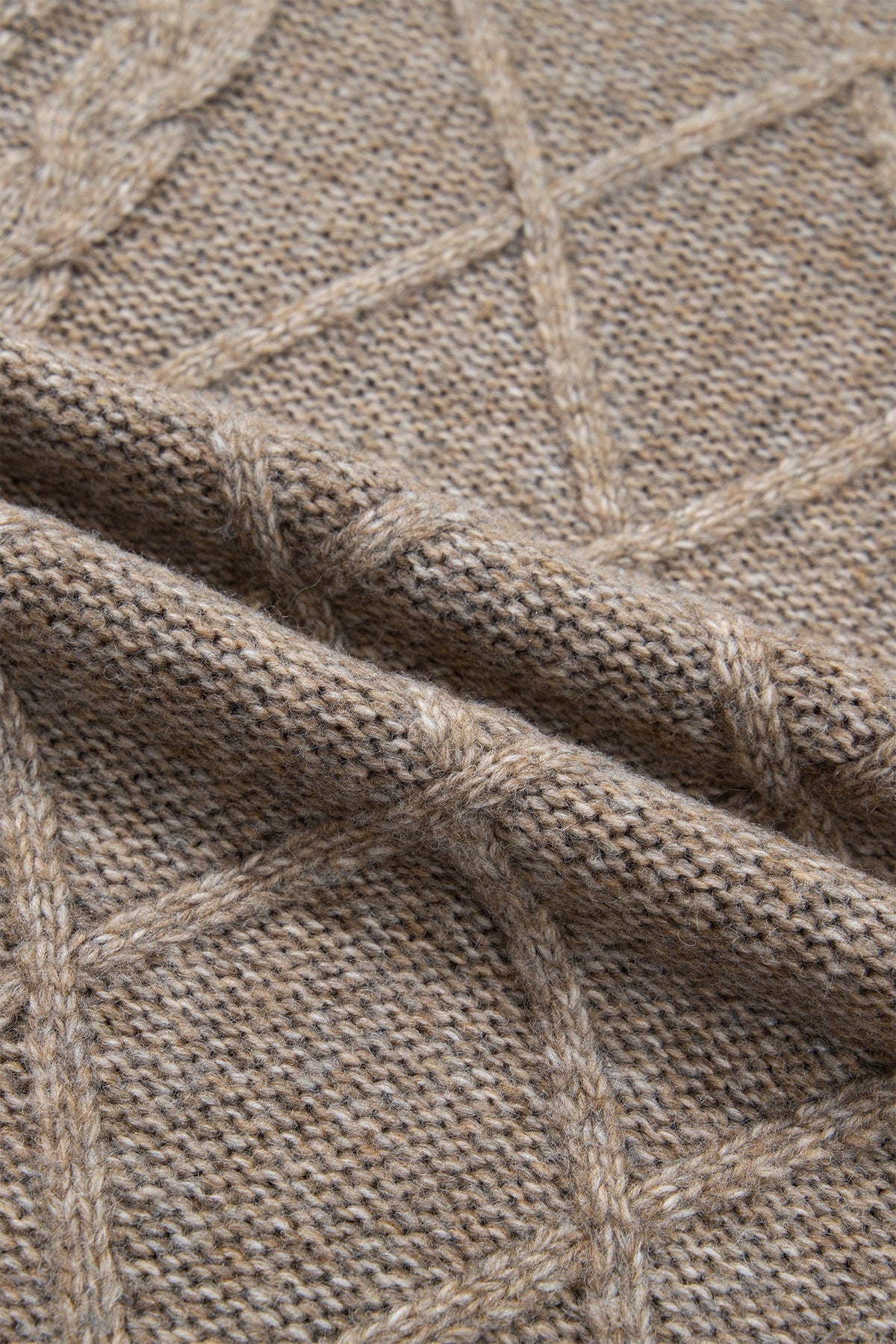 Solid Cable Knit Turtleneck Split Hem Sweater — additional view 6