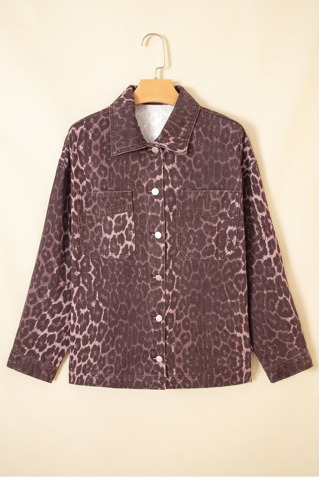 Leopard Denim Patch Pocket Oversized Jacket — additional view 2