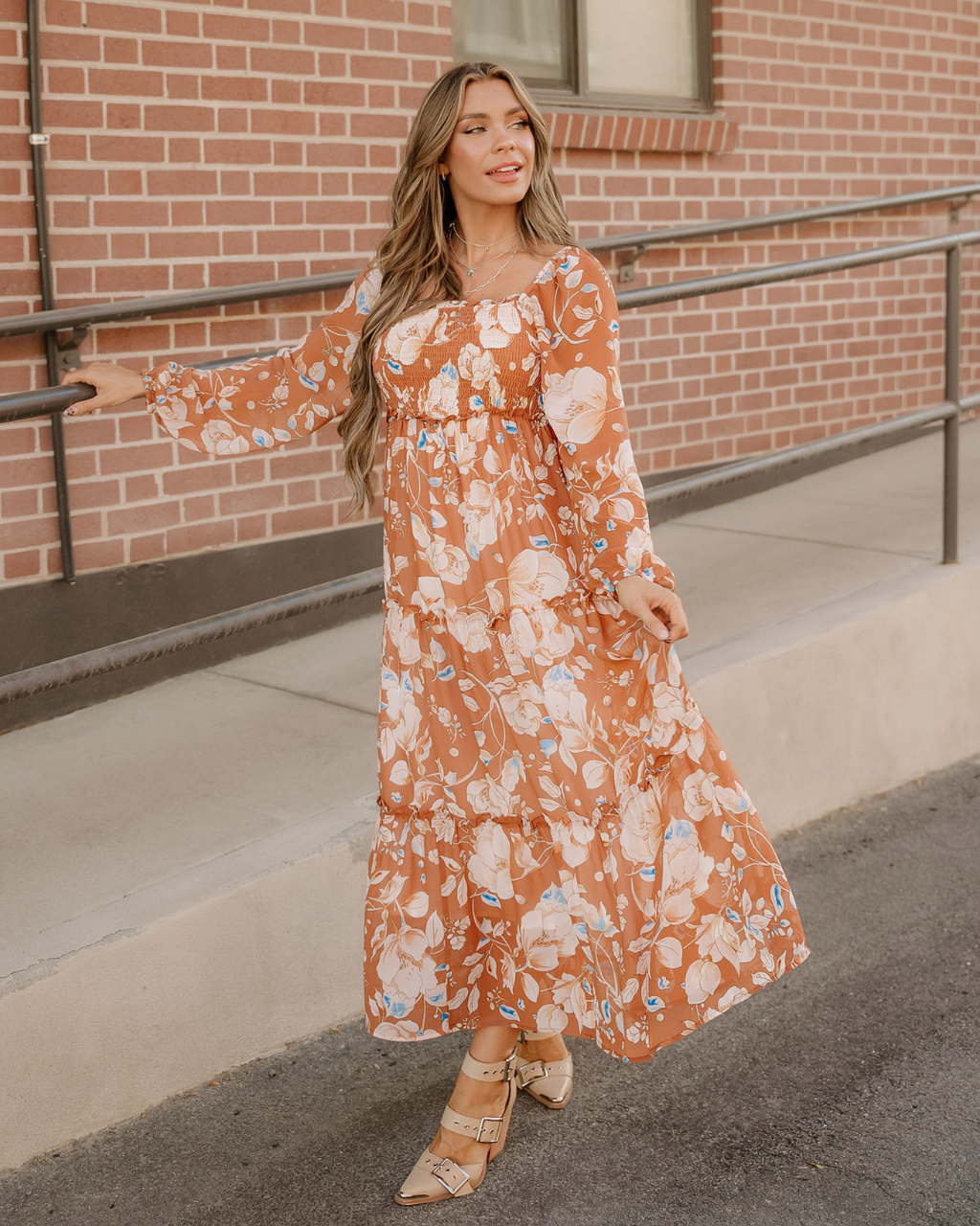 Felicity Shirred Square Neck High Waist Maxi Dress — additional view 2