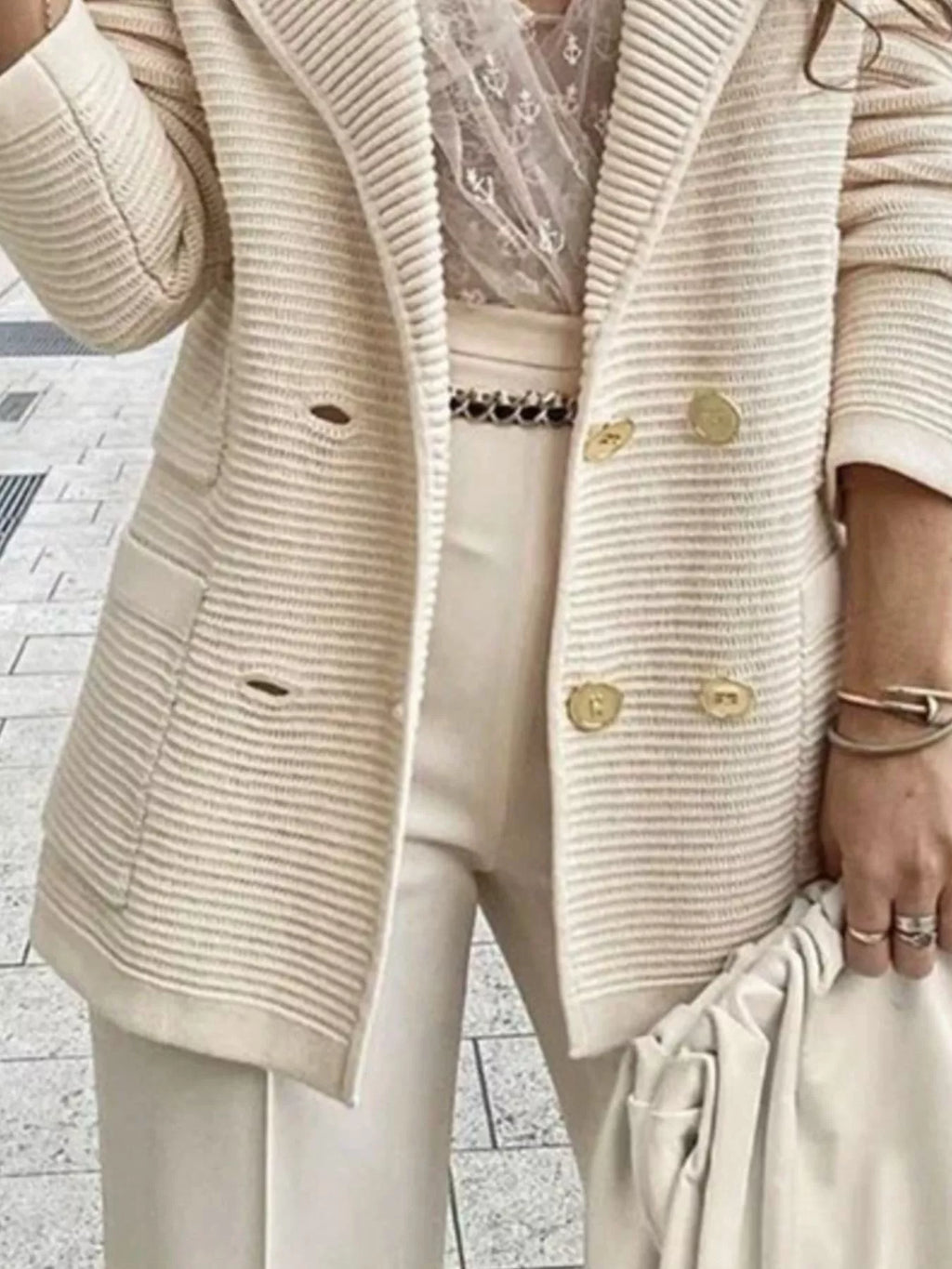 Textured Double-Breasted Blazer — additional view 2