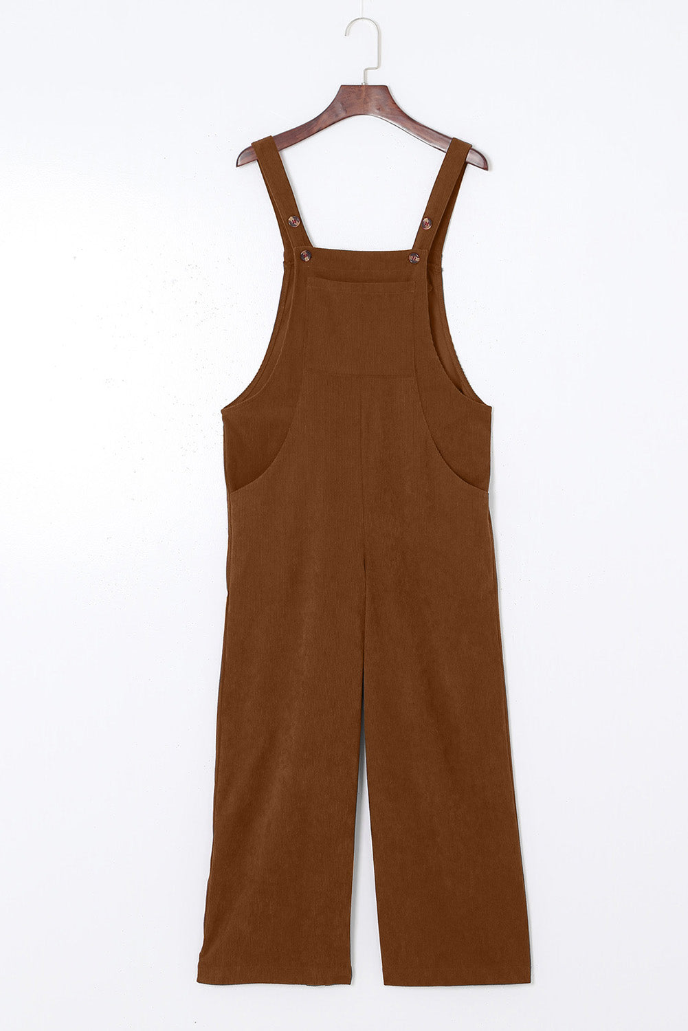 Solid Corduroy Wide Leg Bib Overalls — additional view 4