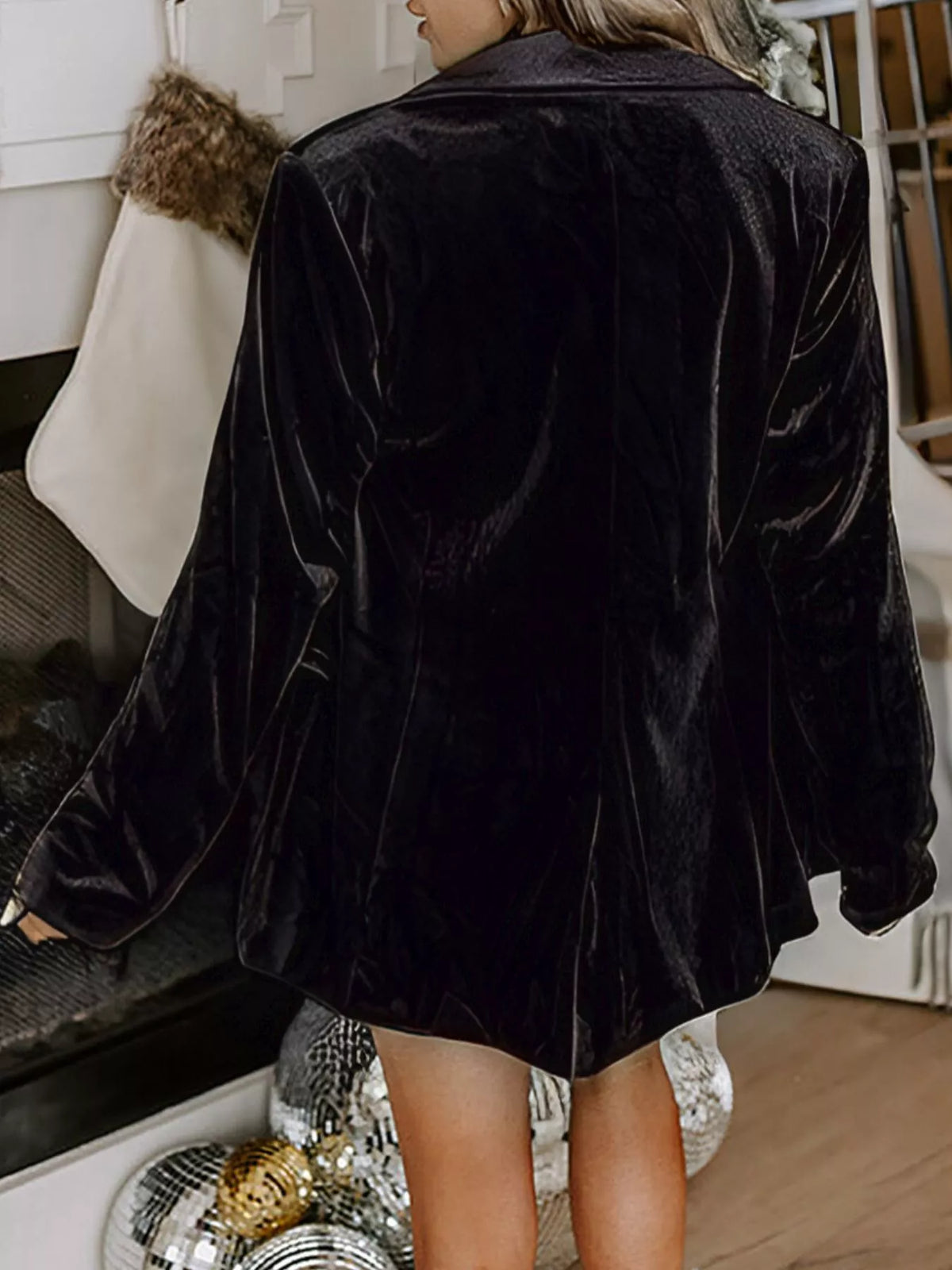 Velvet Button-Front Blazer