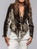 Velvet Single-Button Blazer