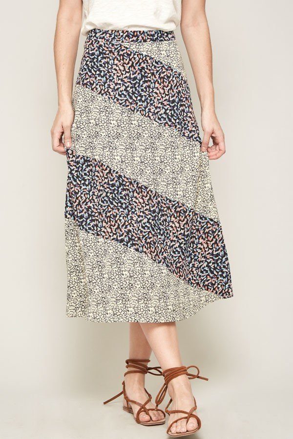 Floral Panel Midi Skirt