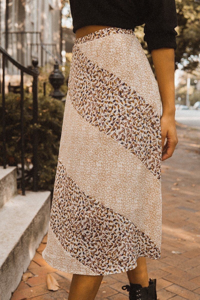 Floral Panel Midi Skirt