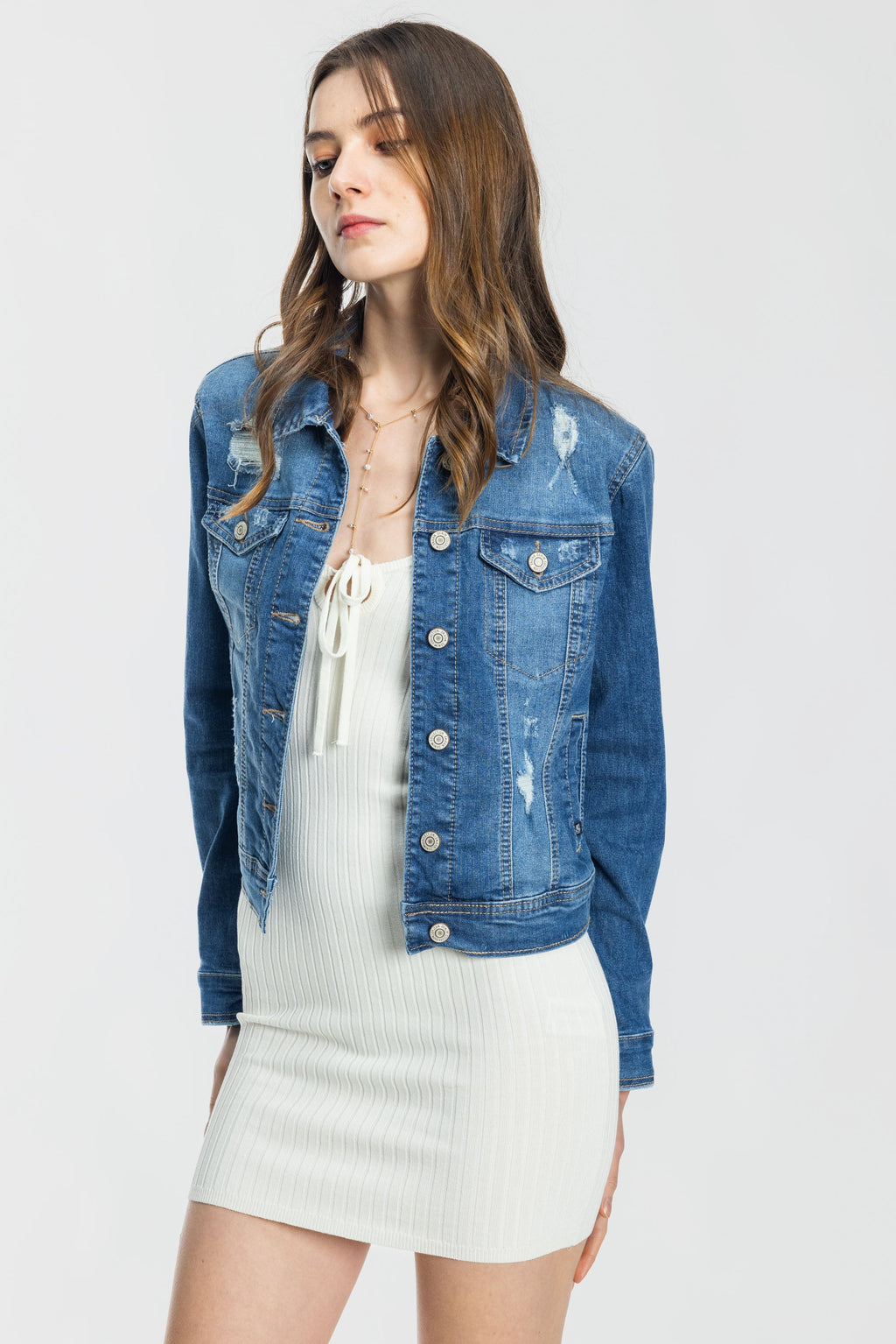 Classic Destructed Denim Jacket — additional view 8