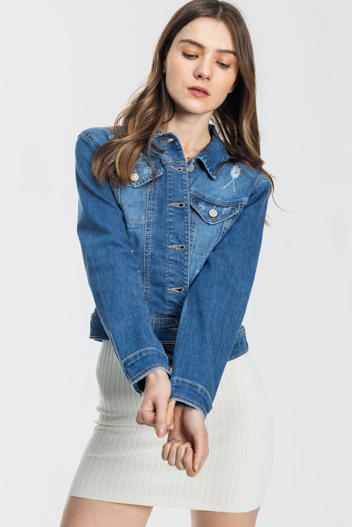Classic Destructed Denim Jacket — additional view 10