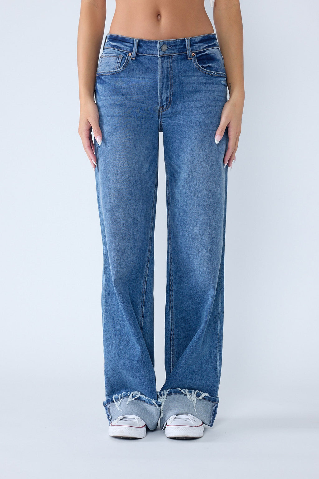 Low Rise Baggy Cuffed Wide Leg Jeans — additional view 3
