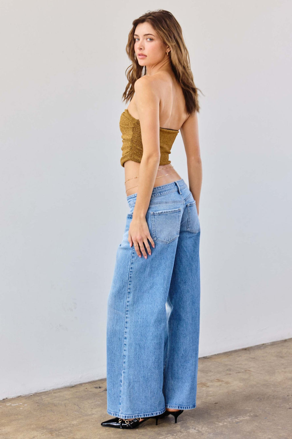 Low Waist Stone wash Baggy Wide Leg Jeans — additional view 2
