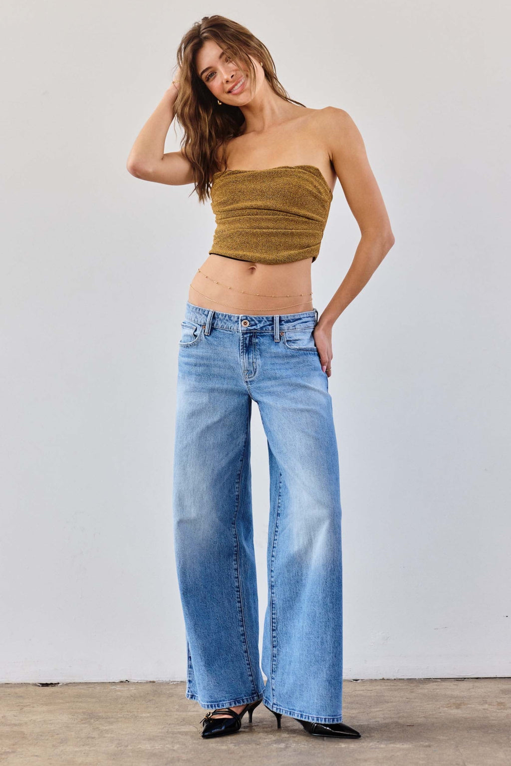 Low Waist Stone wash Baggy Wide Leg Jeans — additional view 7