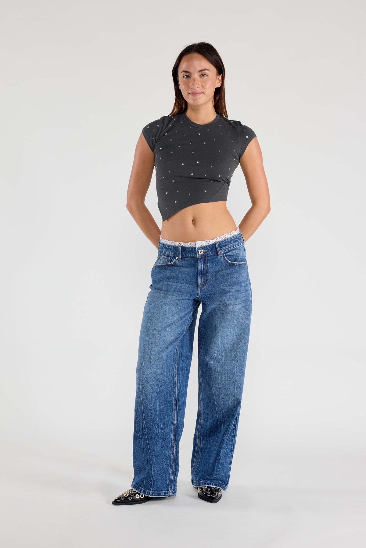 Low Waist Baggy Wide with Waist Band Lace Detail — additional view 6