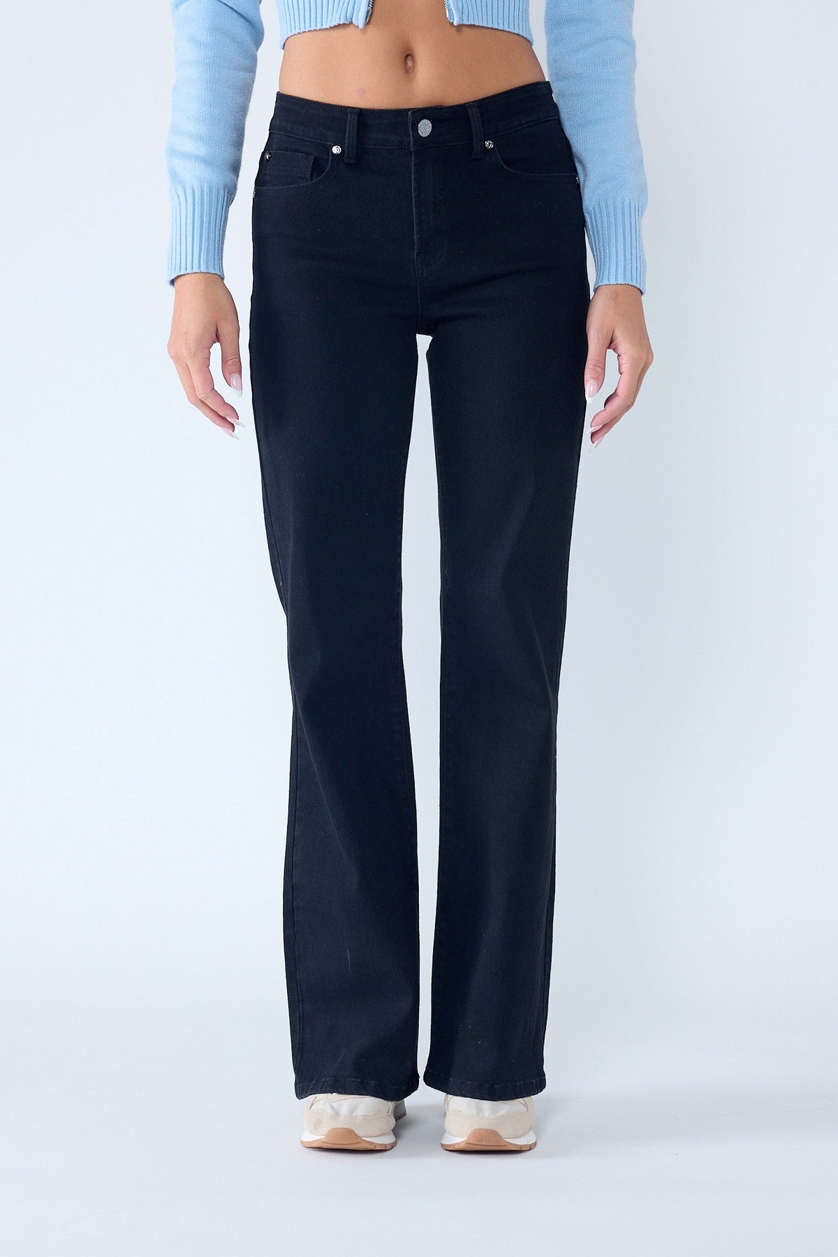 Rinse-Wash Wide-Leg Jeans