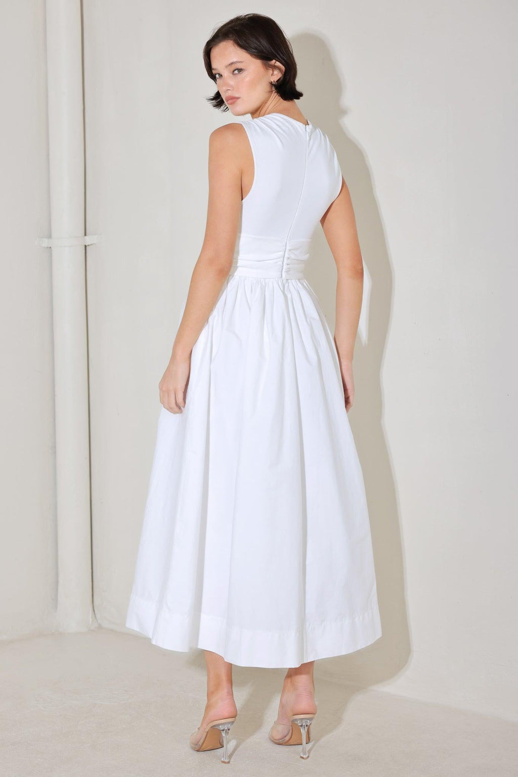 ANGEL VEIL SOLID MIDI DRESS — additional view 3
