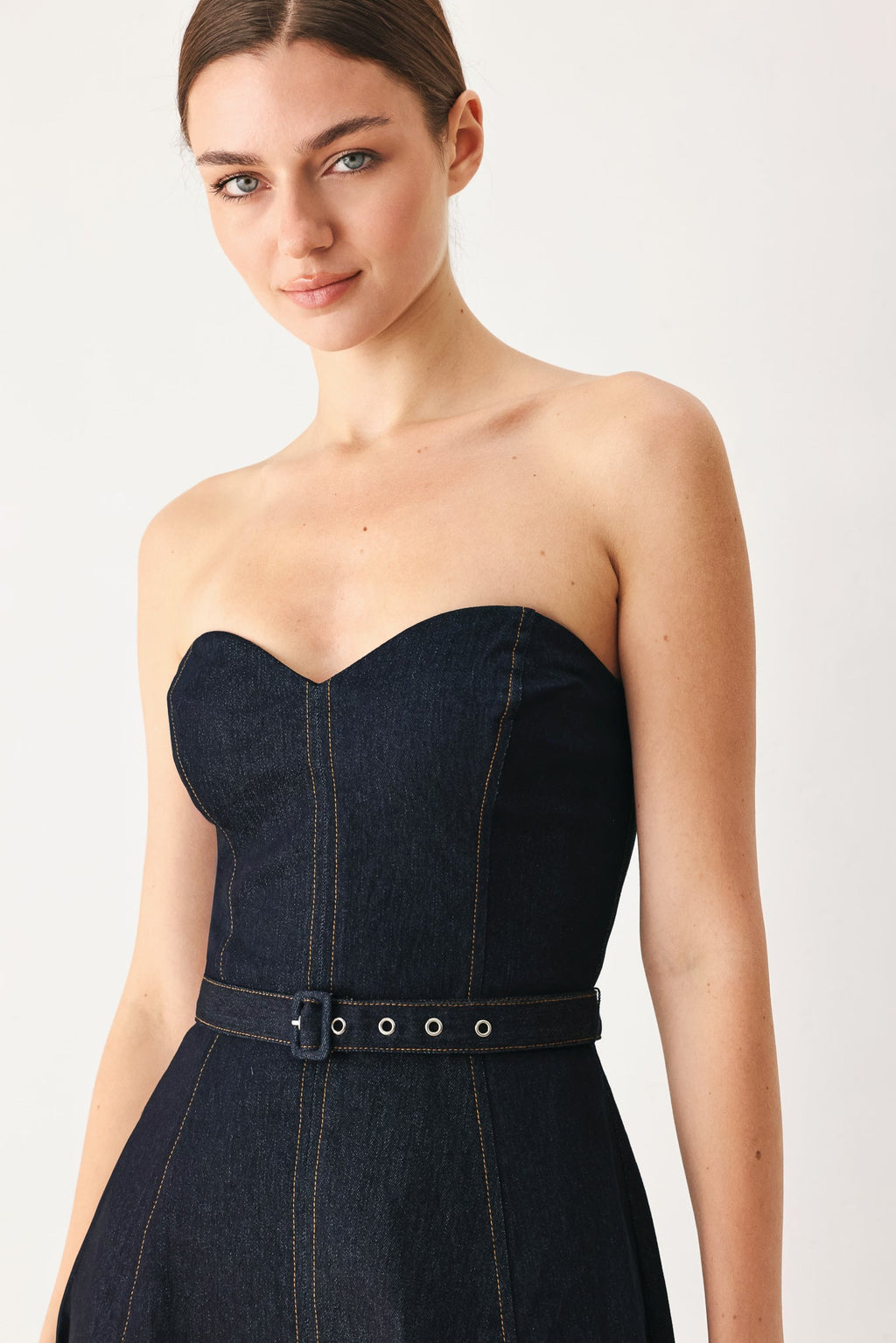 ICONIC INDIGO DENIM MIDI DRESS — additional view 2
