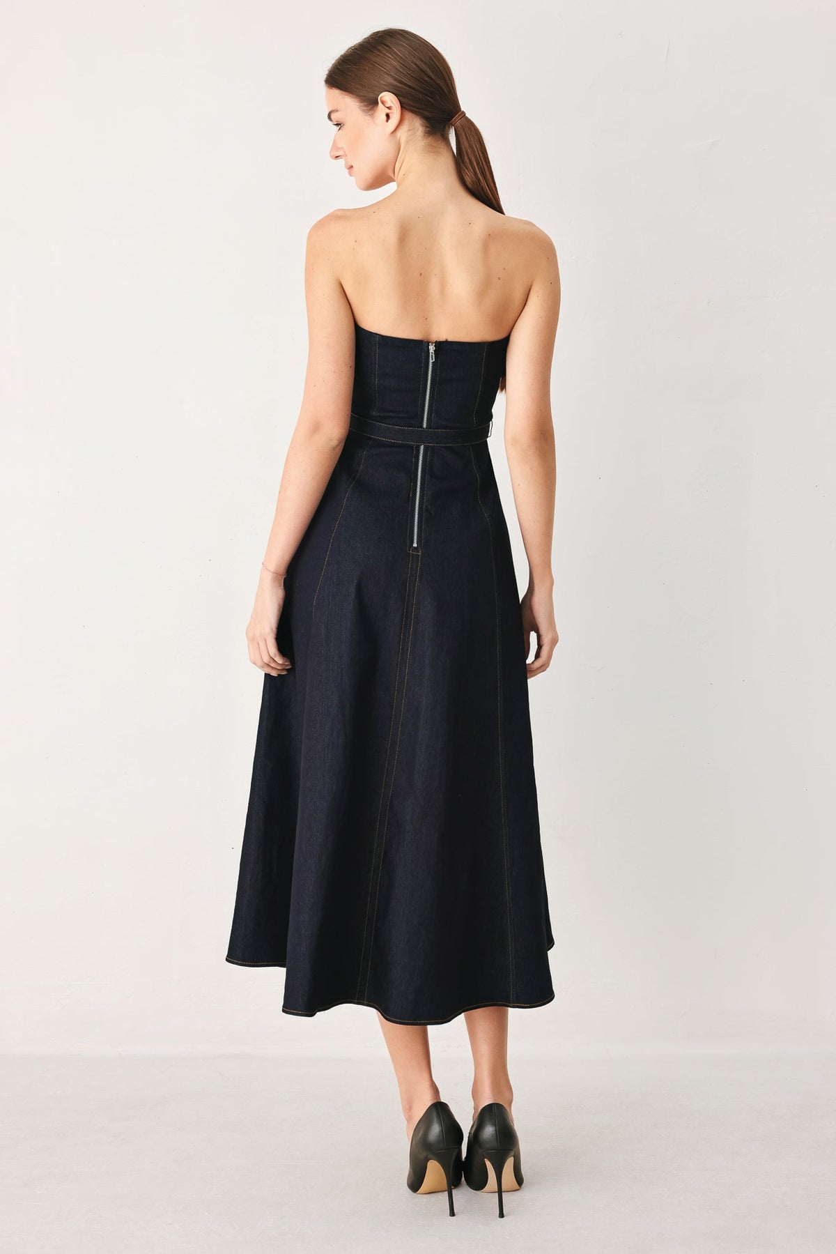 ICONIC INDIGO DENIM MIDI DRESS — additional view 8