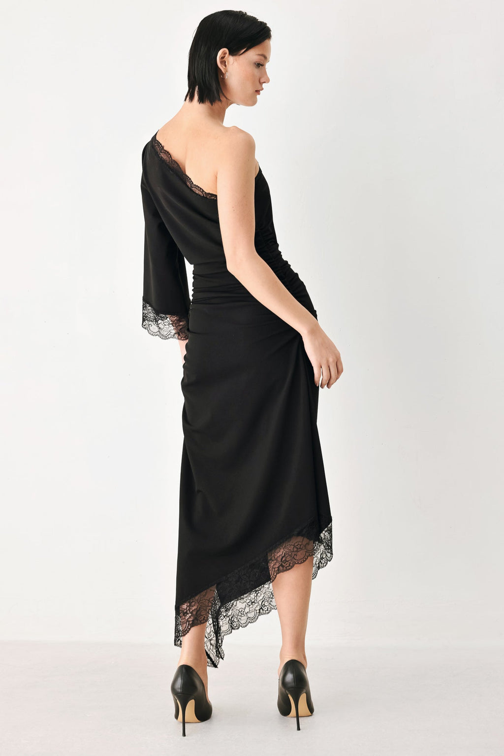 AFTER HOURS LACE TRIM ASYMMETRIC MIDI DRESS — additional view 7