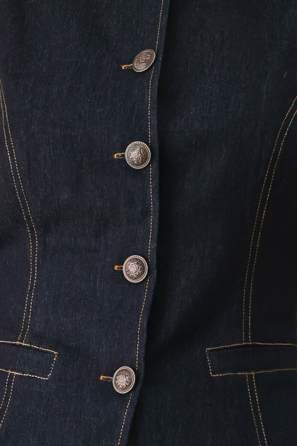 CONTRAST STITCH DENIM VEST — additional view 7
