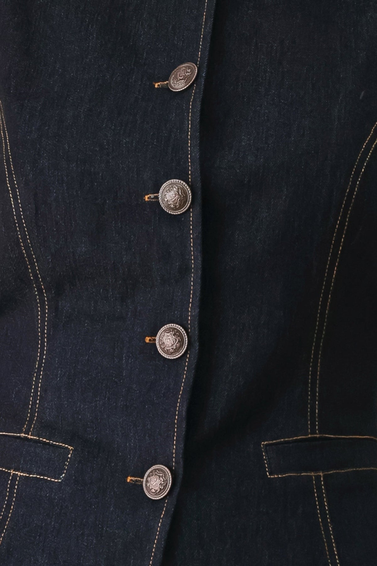 CONTRAST STITCH DENIM VEST — additional view 7
