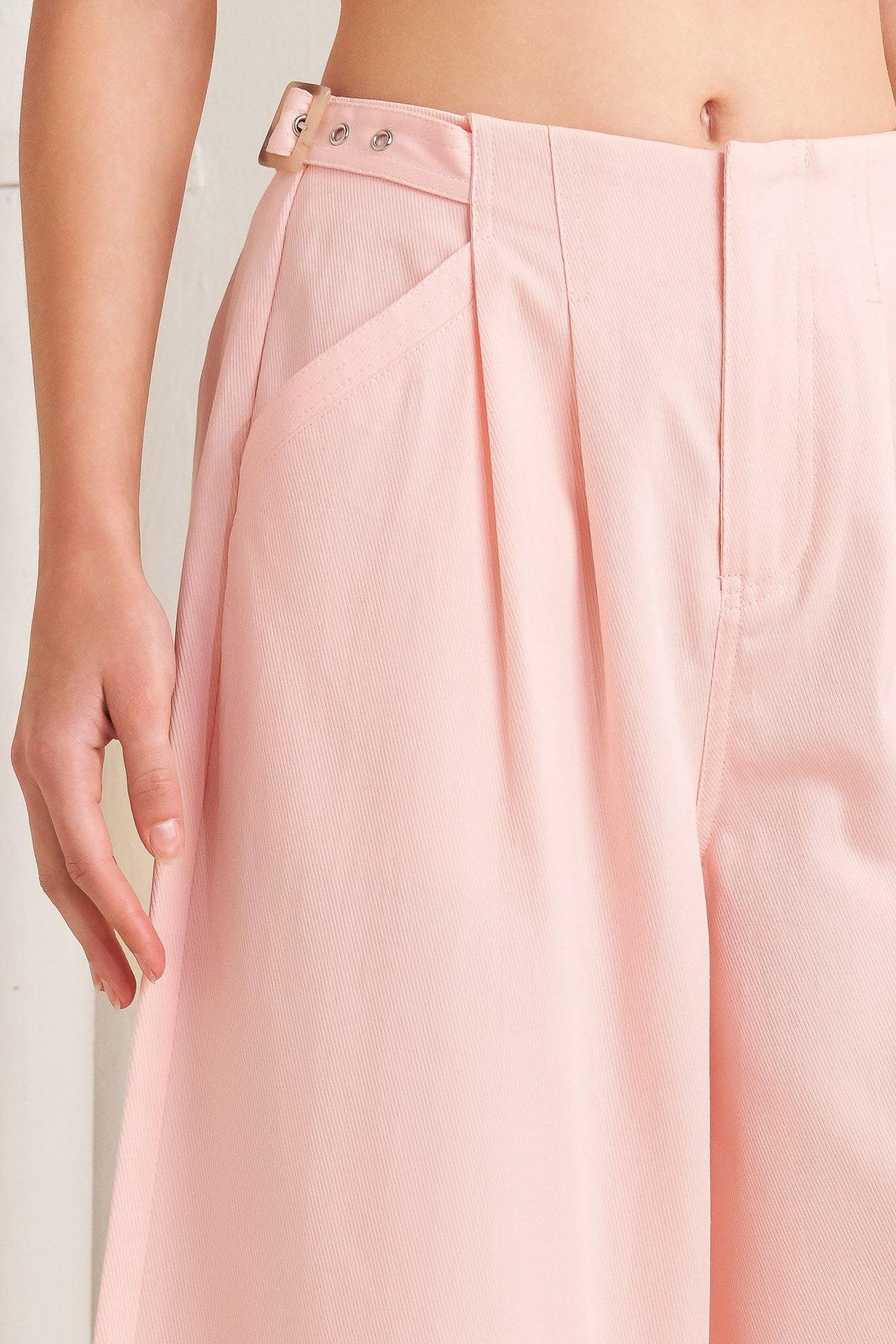 Pleated Buckle-Detail Pants