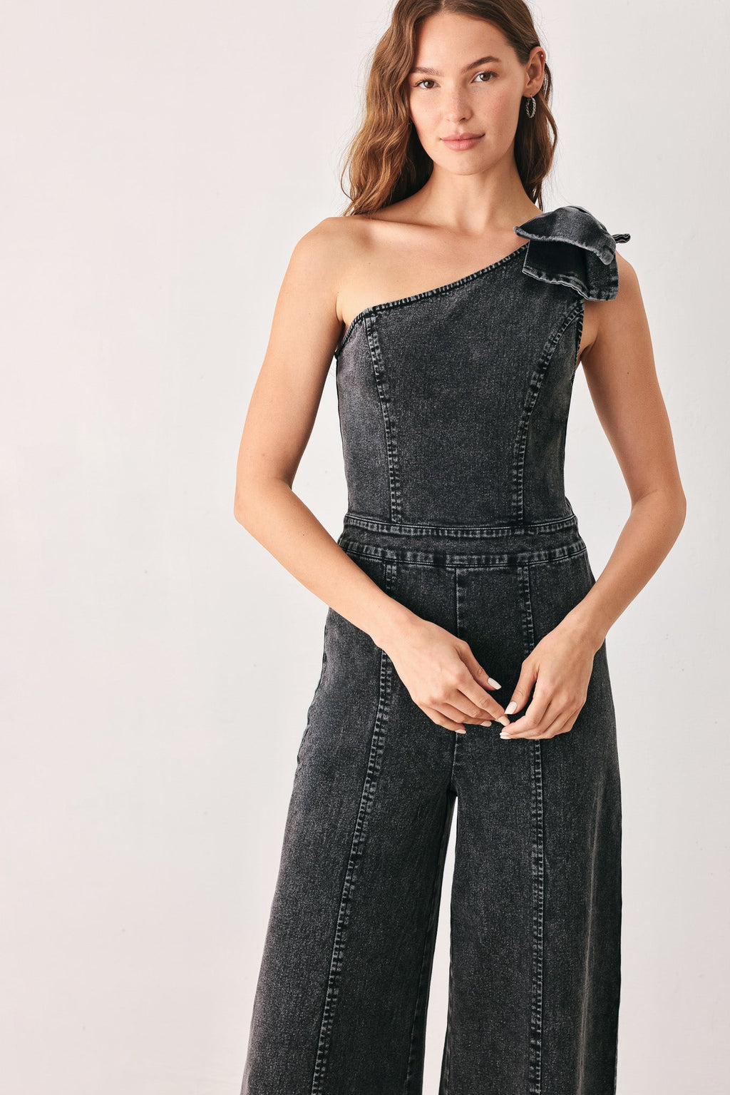 GRAPHITE PETAL EDGE DENIM JUMPSUIT — additional view 2