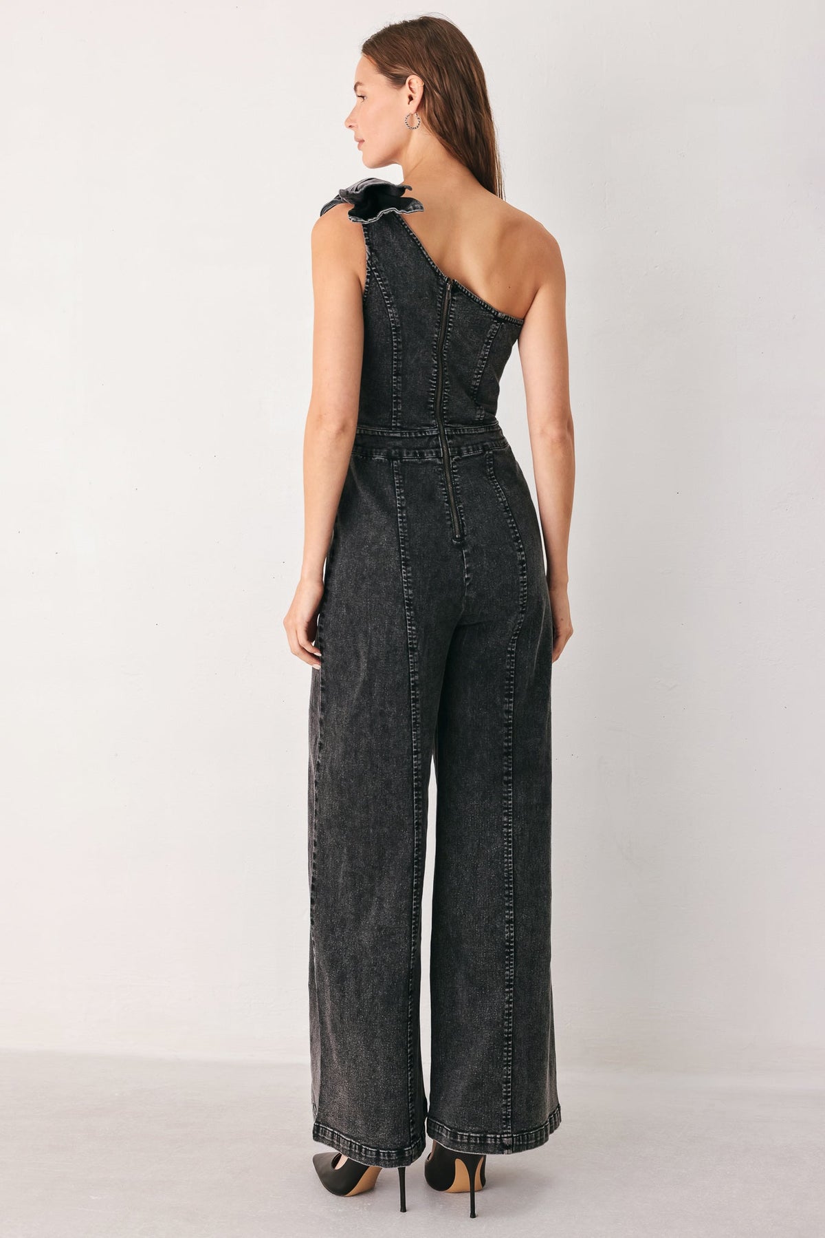 GRAPHITE PETAL EDGE DENIM JUMPSUIT — additional view 6