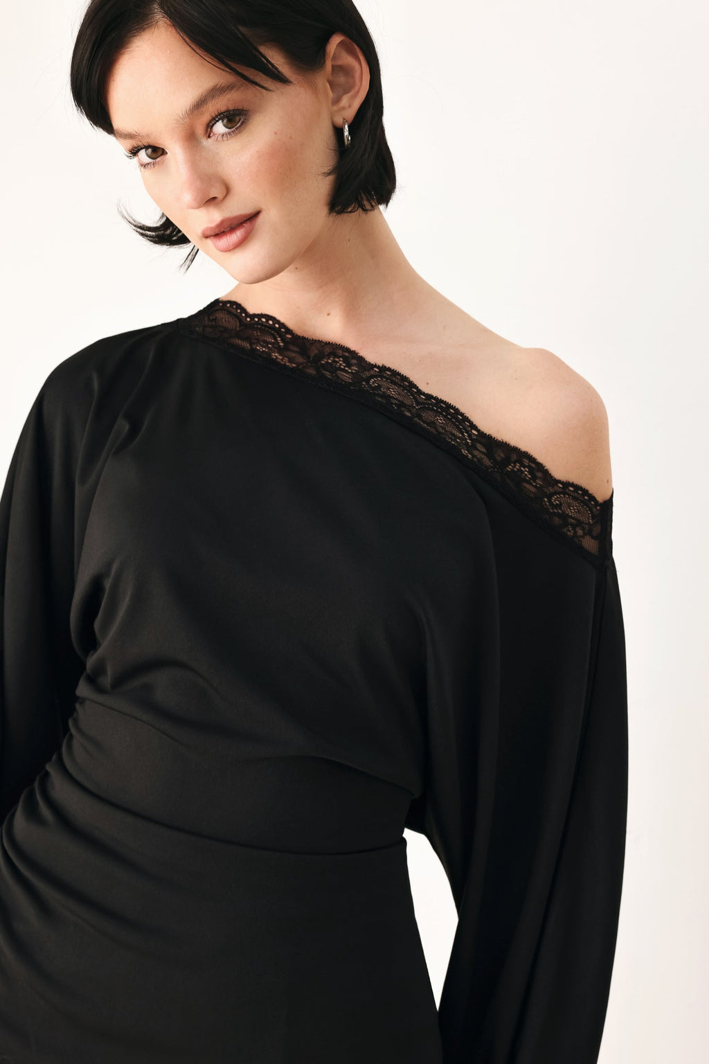 AFTER HOURS LACE TRIM ASYMMETRICAL TOP — additional view 6